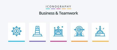 Business And Teamwork Blue 5 Icon Pack Including goal. business. under. sent. Creative Icons Design vector