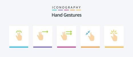 paquete de iconos planos de 5 gestos con las manos, incluida la mano. gesto. contrato. dedo. tocar. diseño de iconos creativos vector