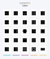 Creative Layout 25 Glyph Solid Black icon pack  Such As table. layout. view. wireframe. scale vector