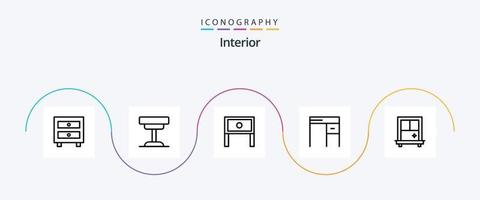 paquete de iconos de línea interior 5 que incluye oficina. muebles. mesa. escritorio. interior vector