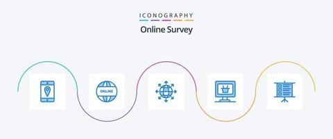 encuesta en línea azul 5 paquete de iconos que incluye . texto. global. negocio. negocio vector