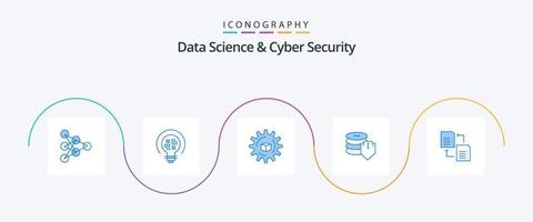 Data Science And Cyber Security Blue 5 Icon Pack Including file. secure. atoumated. security. shield vector