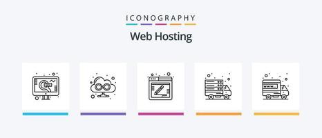 paquete de iconos de la línea 5 de alojamiento web que incluye el mundo. en línea. página de inicio comercio electrónico panel. diseño de iconos creativos vector