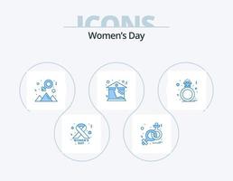 Womens Day Blue Icon Pack 5 Icon Design. ring. diamond. outstanding. real estate vector