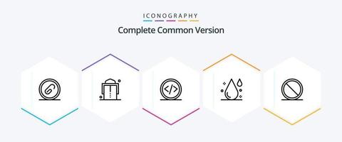 Complete Common Version 25 Line icon pack including block. drop. code. drink. web vector