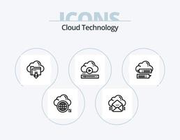 Cloud Technology Line Icon Pack 5 Icon Design. cloud. gear. online. data. mouse vector