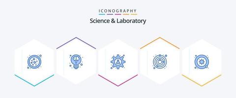 Paquete de iconos azules Science 25 que incluye bacterias. espacio. diente. satélite. tubo vector