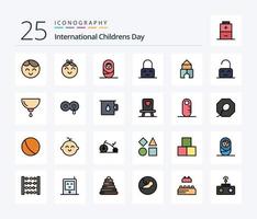 Baby 25 Line Filled icon pack including baby. parental. on. off. toy vector