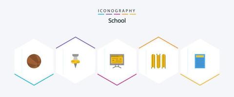 paquete de iconos planos de la escuela 25 que incluye. rojo. estudiar. educación. archivos vector