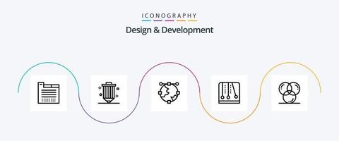 Design and Development Line 5 Icon Pack Including video game. game. programing. development. globe vector