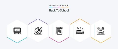 Back To School 25 Line icon pack including education. transportation. school. school. paper vector