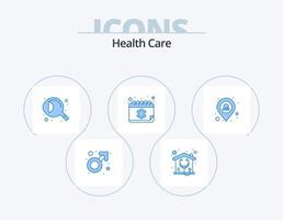 cuidado de la salud icono azul paquete 5 diseño de iconos. emergencia. calendario. córnea. libro. agenda vector