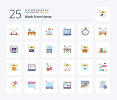 Work From Home 25 Flat Color icon pack including sharing. meeting. monitor. communication. working vector