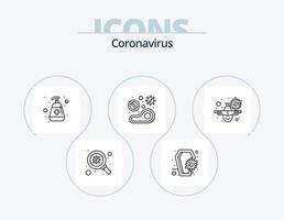 paquete de iconos de línea de coronavirus 5 diseño de iconos. noticias. cráneo. tableta. infección. coronavirus vector