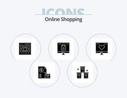 paquete de iconos de glifos de compras en línea 5 diseño de iconos. en línea. bolsa. embalaje. en línea. intercambio vector