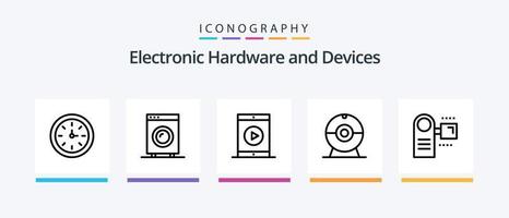 Devices Line 5 Icon Pack Including electronic. devices. hardware. camcorder. outline. Creative Icons Design vector