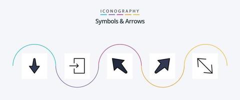 Paquete de 5 iconos planos llenos de líneas de símbolos y flechas que incluye. flecha. esquina vector