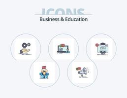 paquete de iconos lleno de línea de negocios y educación 5 diseño de iconos. idea. solución. controlar. negocio. maceta vector