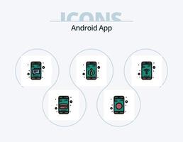 paquete de iconos llenos de línea de aplicación de Android 5 diseño de iconos. medios de comunicación. texto. teléfono. teléfono. mensaje vector