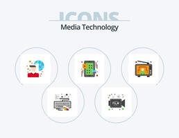 paquete de iconos planos de tecnología de medios 5 diseño de iconos. entretenimiento. ui película. menú. red vector