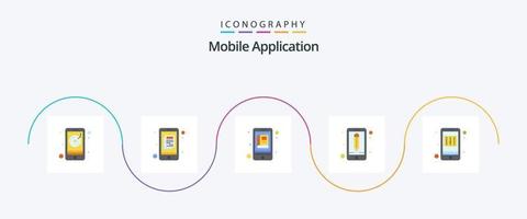 Mobile Application Flat 5 Icon Pack Including application. ui. app. interface. app vector