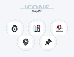 diseño de icono de paquete de 5 iconos llenos de línea de pin de mapa. alfiler. mapa. mapa. ubicación. marcador vector