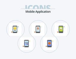 paquete de iconos planos de aplicaciones móviles 5 diseño de iconos. carga de la aplicación. solicitud. grabadora de teléfono reconocimiento de audio vector