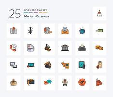 paquete de iconos llenos de 25 líneas de negocios modernos que incluye negocios. noticias. moda. identidad. negocio vector