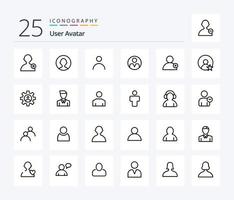 User 25 Line icon pack including controls. profile. profile. user. user vector