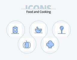 paquete de iconos azul de alimentos 5 diseño de iconos. gastronomía. cocinando. alimento. alimento. bol vector