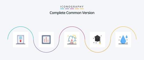 Complete Common Version Flat 5 Icon Pack Including drop. blood. cloud. university. education vector