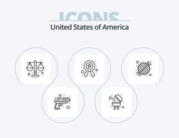 Usa Line Icon Pack 5 Icon Design. sight. landmark. security. badge. flag vector