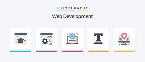 Web Development Flat 5 Icon Pack Including location. development. reload. web. text. Creative Icons Design vector