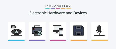 Devices Line Filled 5 Icon Pack Including audio. hardware. call. gadget. connected. Creative Icons Design vector