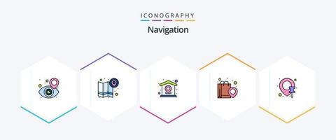 Navigation 25 FilledLine icon pack including location. shopping. home. pin. location vector