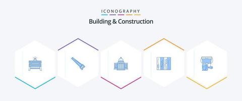 Building And Construction 25 Blue icon pack including tile. building. construction. architecture. white vector