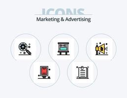 línea de marketing y publicidad llena de icono paquete 5 diseño de icono. web. Cajero automático. negocio. tutoriales en vídeo. marketing de medios sociales vector