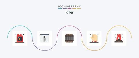 paquete de iconos Killer Flat 5 que incluye peligro. aterrador. arquitectura. mano. sangriento vector