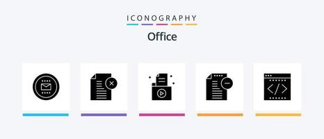 paquete de iconos de glifo de oficina 5 que incluye archivo. eliminar. documento. registro. carpeta. diseño de iconos creativos vector