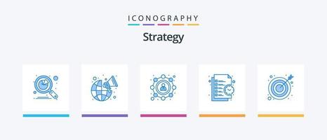 paquete de iconos de estrategia azul 5 que incluye tiempo. gestión. mundial. lista. usuario. diseño de iconos creativos vector