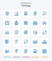 tecnología creativa 25 paquete de iconos azules como la nube. característica. datos. mirar. dispositivo vector