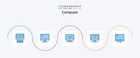 paquete de iconos azul de computadora 5 que incluye . vector