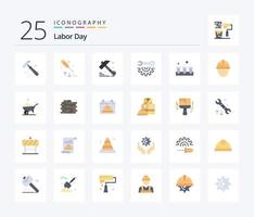 Labor Day 25 Flat Color icon pack including hardware. construction. hammer. screw. hand tools vector