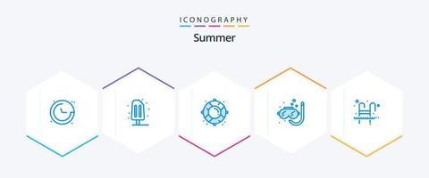 Summer 25 Blue icon pack including pool. summer. buoy. snorkeling. diving vector