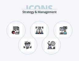 paquete de iconos llenos de línea de estrategia y gestión 5 diseño de iconos. grafico. analítica. junta. asignación. proyecto vector