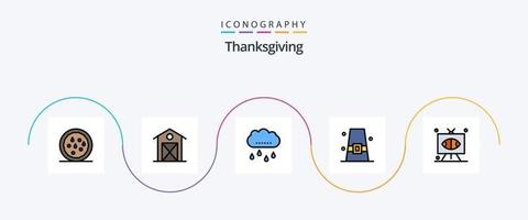 Thanks Giving Line Filled Flat 5 Icon Pack Including football. fall. cloud. cap. autumn vector