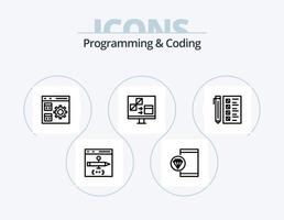 paquete de iconos de línea de programación y codificación 5 diseño de iconos. desarrollar. aplicación desarrollo. desarrollo. codificación vector