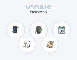 paquete de iconos llenos de línea de coronavirus 5 diseño de iconos. restaurante. carne. cráneo. alimento. protección contra el virus vector