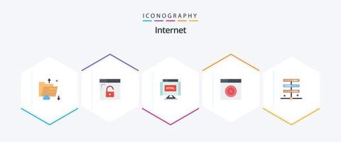 Internet 25 Flat icon pack including hosting. target. secure. internet. internet vector