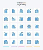 ciudad creativa construyendo 25 paquetes de iconos azules como real. casa. hogar. edificio. oficina vector